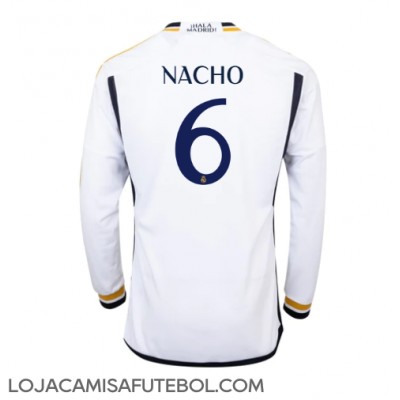 Camisa de Futebol Real Madrid Nacho #6 Equipamento Principal 2023-24 Manga Comprida